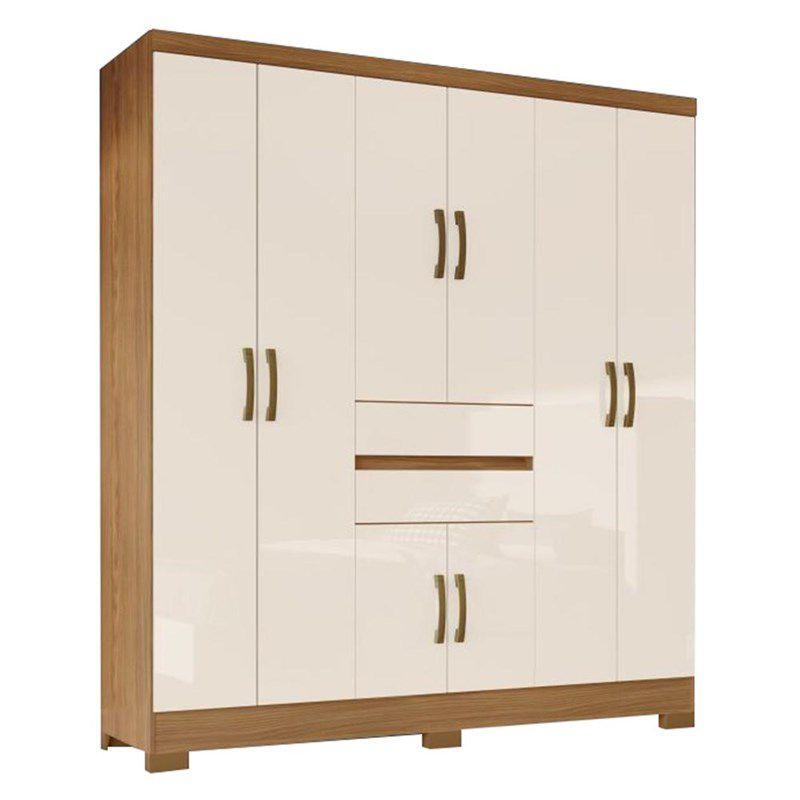 Guarda Roupa Solteiro B360 8 Portas e 2 Gavetas Nature/Off White